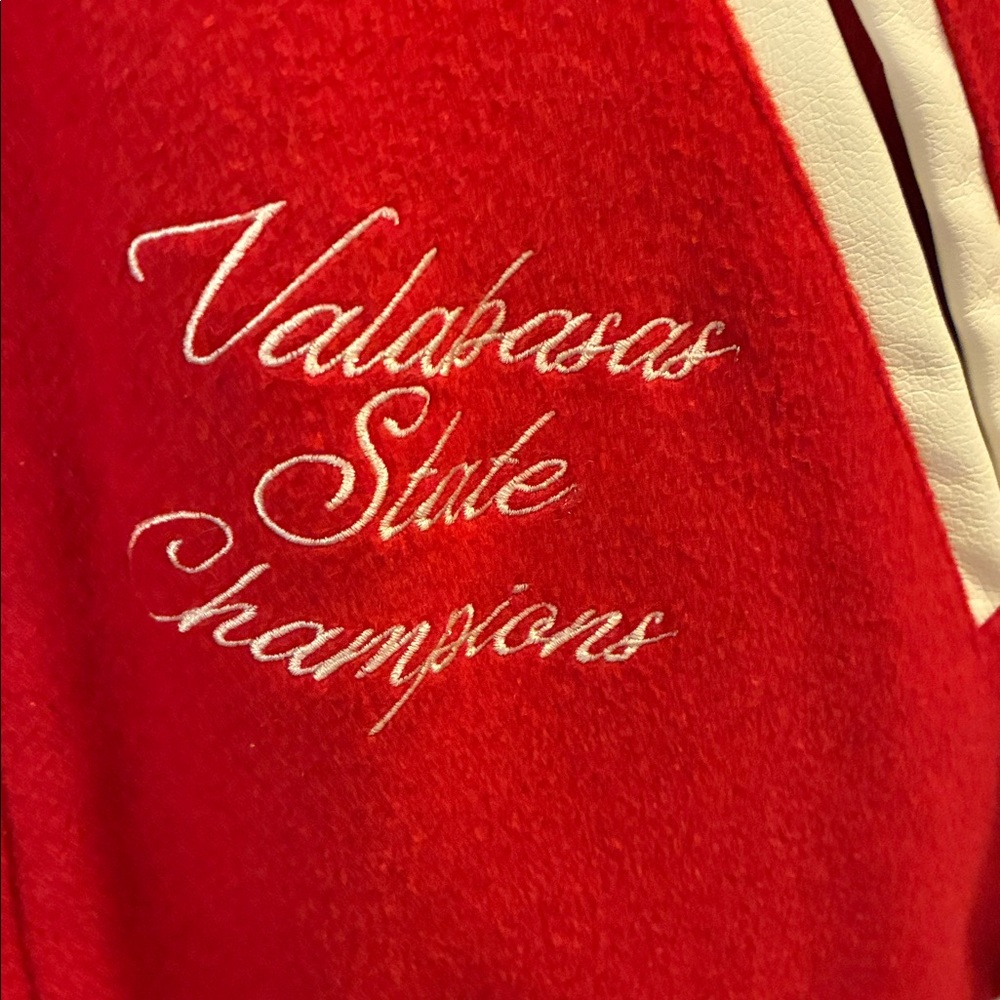VALABASAS Red and White V Tigers Varsity Jacket with Patches XL NWOT - Picture 6 of 13